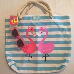 NWT Limited Too Large Stripe Canvas Beach Bag Tote